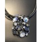 Necklace - Various rhinestones set on leather laces.