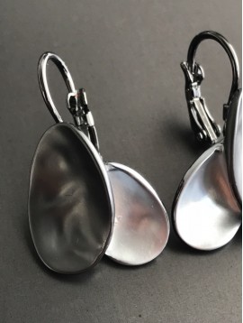 Earrings - Hammered oval charms.