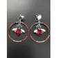 Earrings - Metal circle with hanging bee.