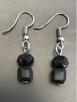 Earrings  - Round and square faceted beads.