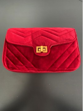 Cross body bag - Plain color velvet style with flap and twisting button.