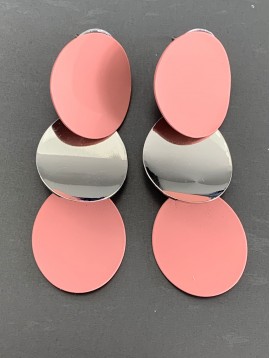 Earrings - Metallic and painted oval charms.