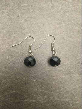 Earrings - Plain color faceted bead charm.