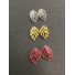 Earrings - Painted open work leaf charm.