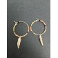 Earrings - Hoop style with coloured beads and metallic feather.