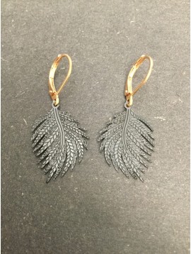 Earrings - Matte feather charm.