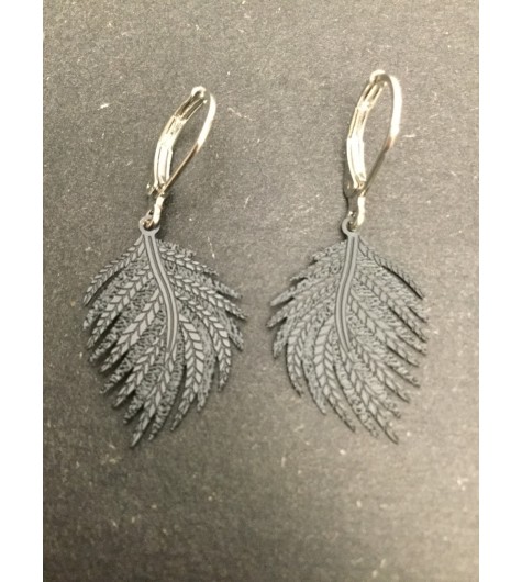 Earrings - Matte feather charm.