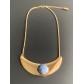 Necklace - Metallic breast plate with round stone.