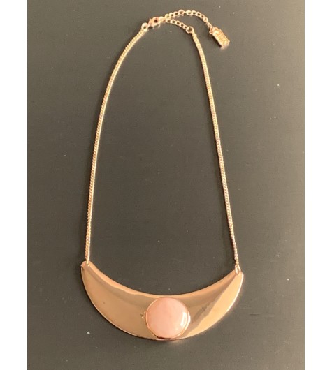 Collier Long -  Anneau avec perles couleurs et plume métal