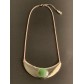 Necklace - Metallic breast plate with round stone.