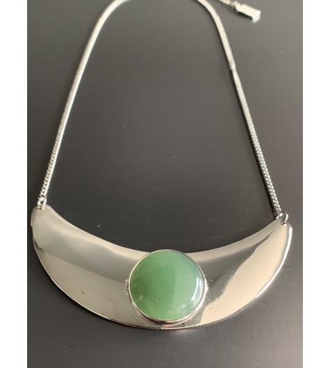 Collier Long -  Anneau avec perles couleurs et plume métal