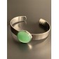 Bracelet - Open wide cuff with round stone charm.