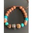 Bracelet - Lien serrage cordon avec perles bois et pierres