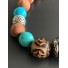 Bracelet - Lien serrage cordon avec perles bois et pierres