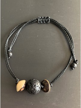 Bracelet - Lien serrage cordon avec grosse perle et perles bombées