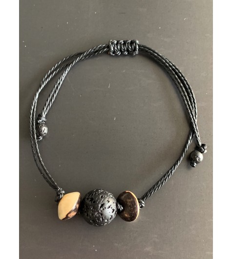 Bracelet - Lien serrage cordon avec grosse perle et perles bombées