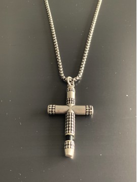 Collier Acier - Croix sur chaine longue