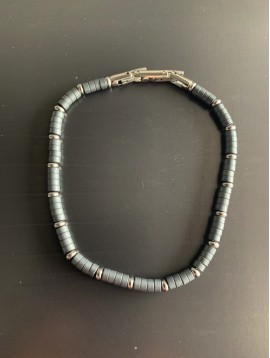 Bracelet Acier - Perles rondelles et fermoir deployant