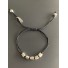 Bracelet Acier - 5 Perles cubes/rondelles sur cordon et lien serrage