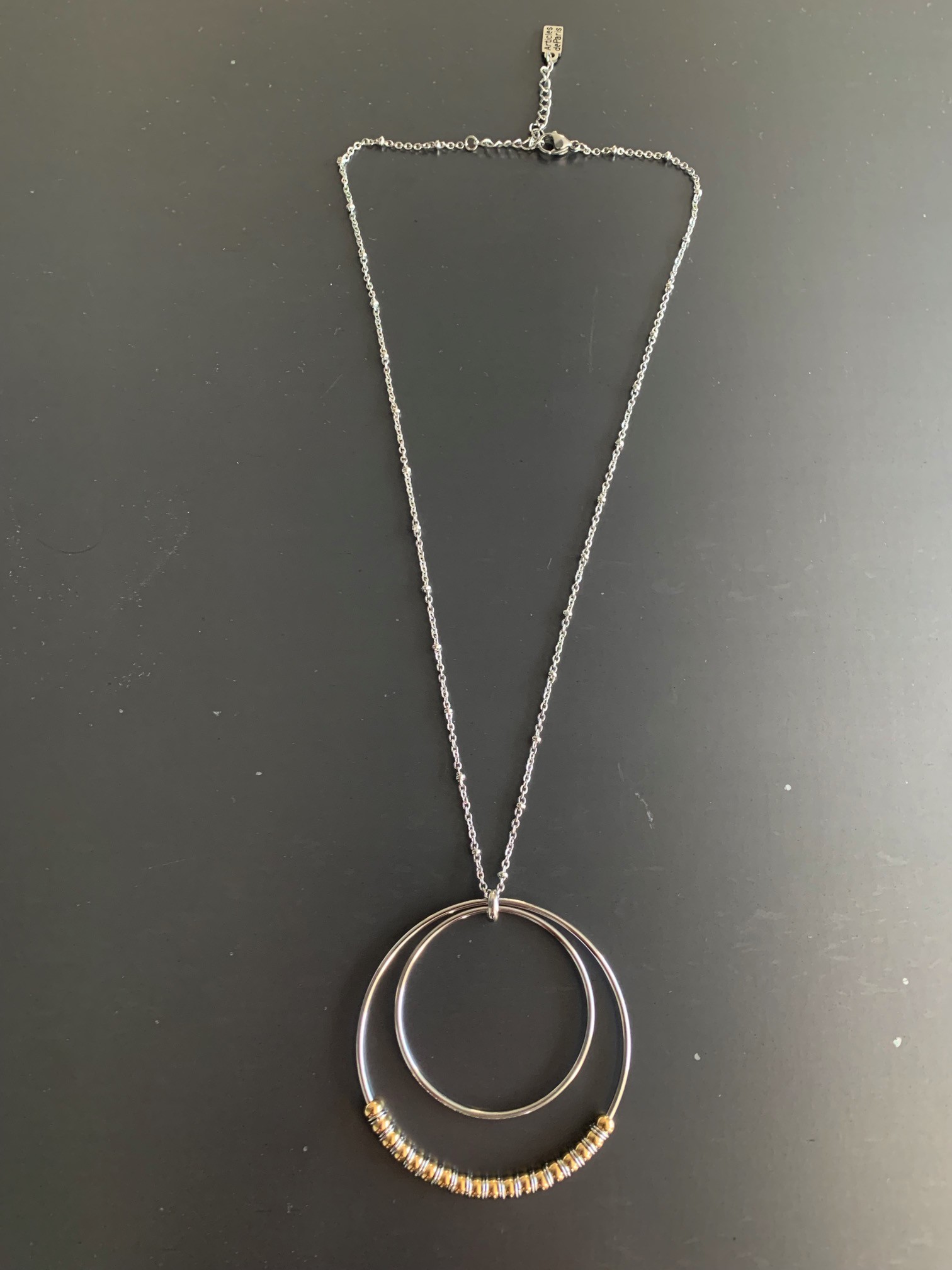 Collier Acier - Cercles concentriques lisses et avec perles