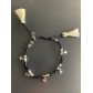 Bracelet Acier - Lien serrage cordon avec étoiles et pompons fils