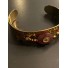 Bracelet Acier - Jonc ouvert ovale facette/perles/pompons fils