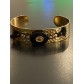 Bracelet Acier - Jonc ouvert ovale facette/perles/pompons fils