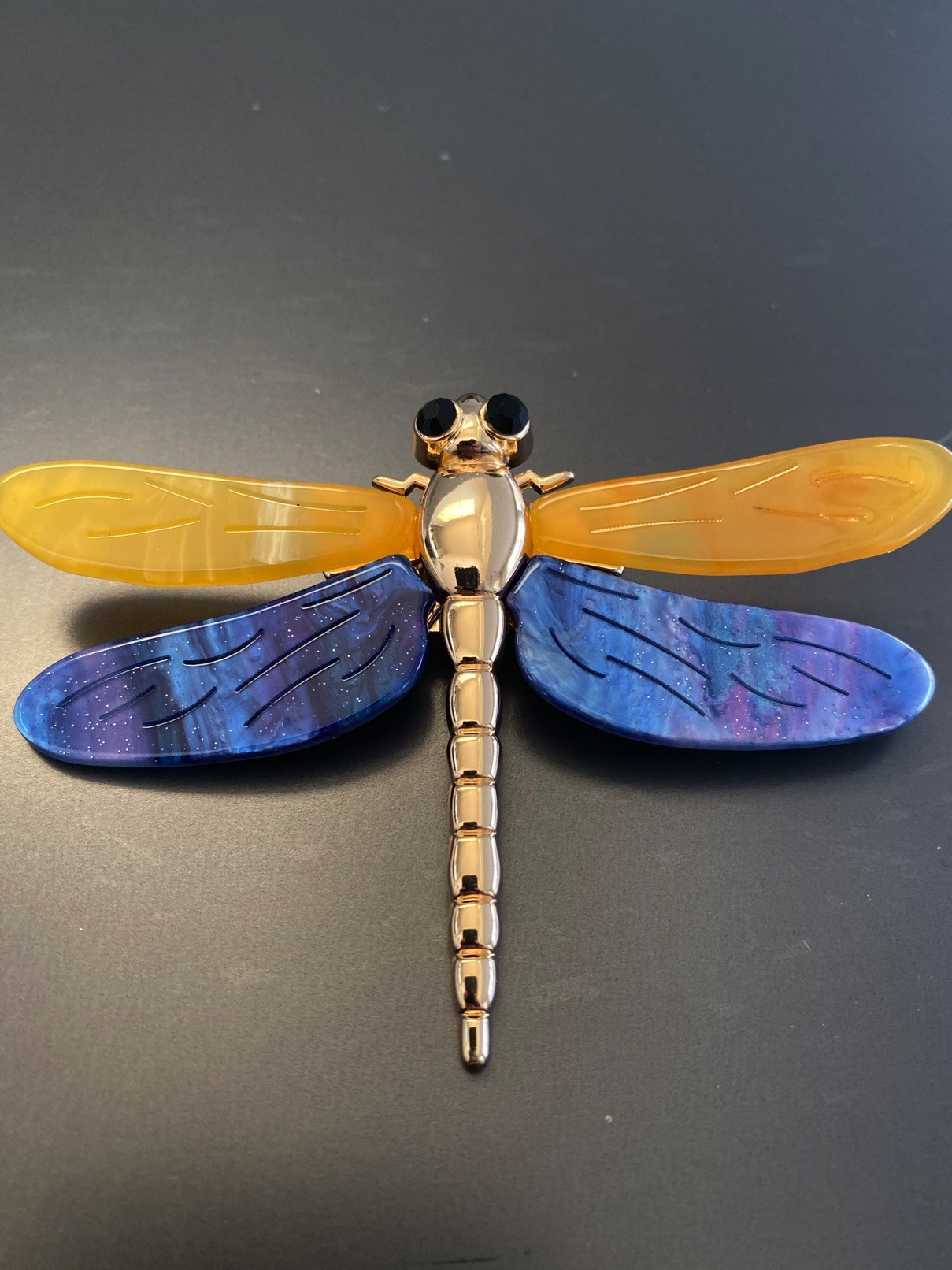 Broche - Libellule ailes en résine et corps métal