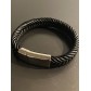 Bracelet Acier - Tresse cuir double rang