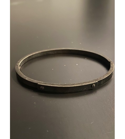 Bracelet Acier - Jonc métal vieilli avec plaque et vis