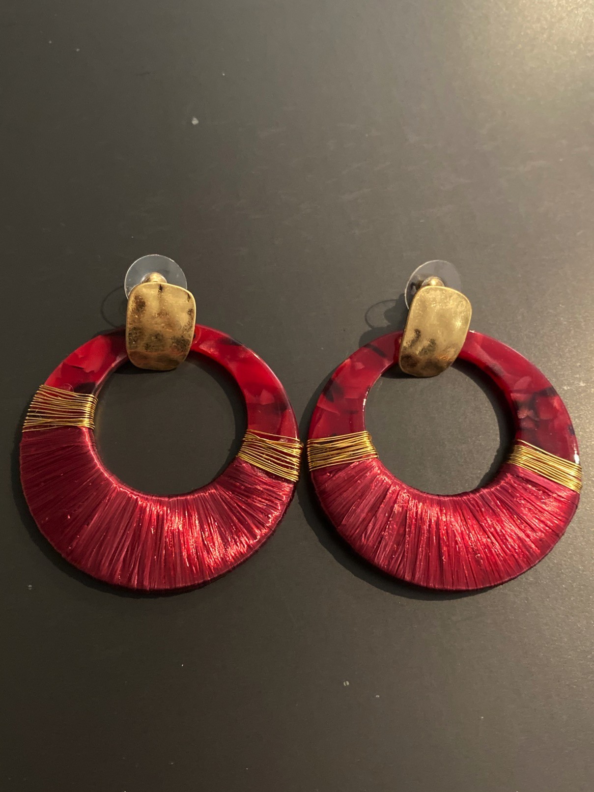 BO percées - Anneau résine avec fil métal et tissu