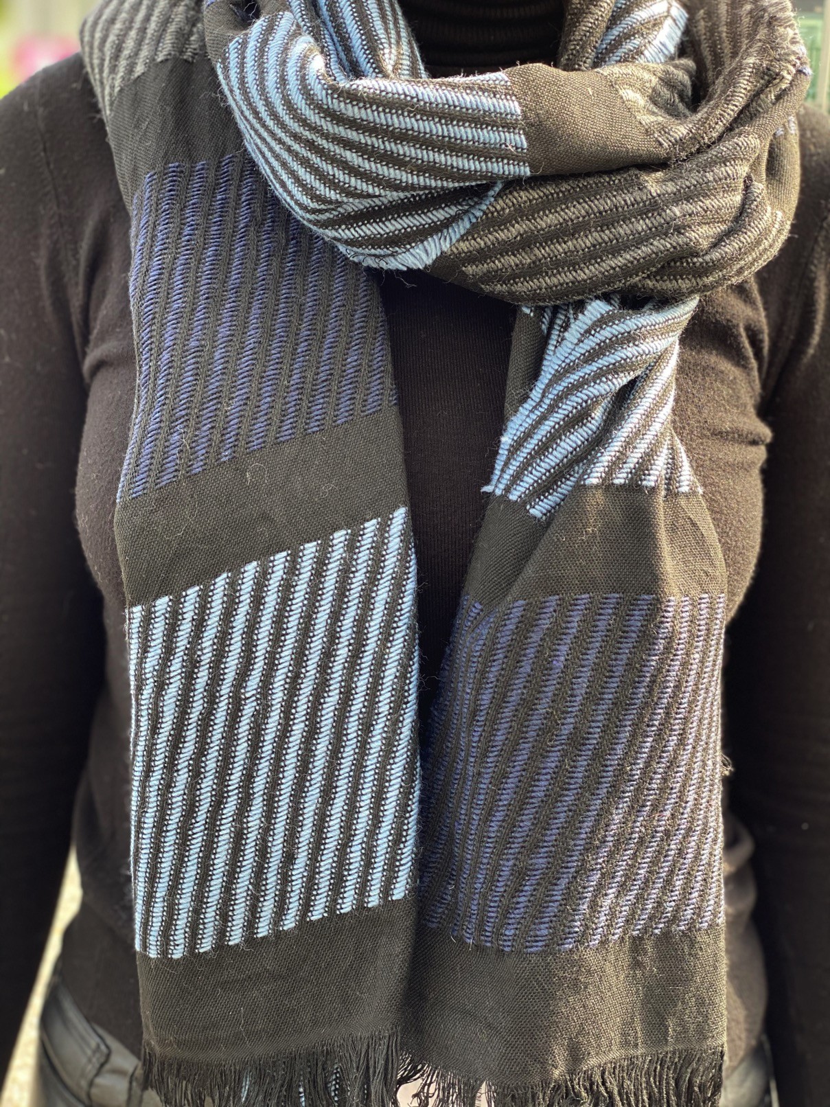 Echarpe tricot diagonal