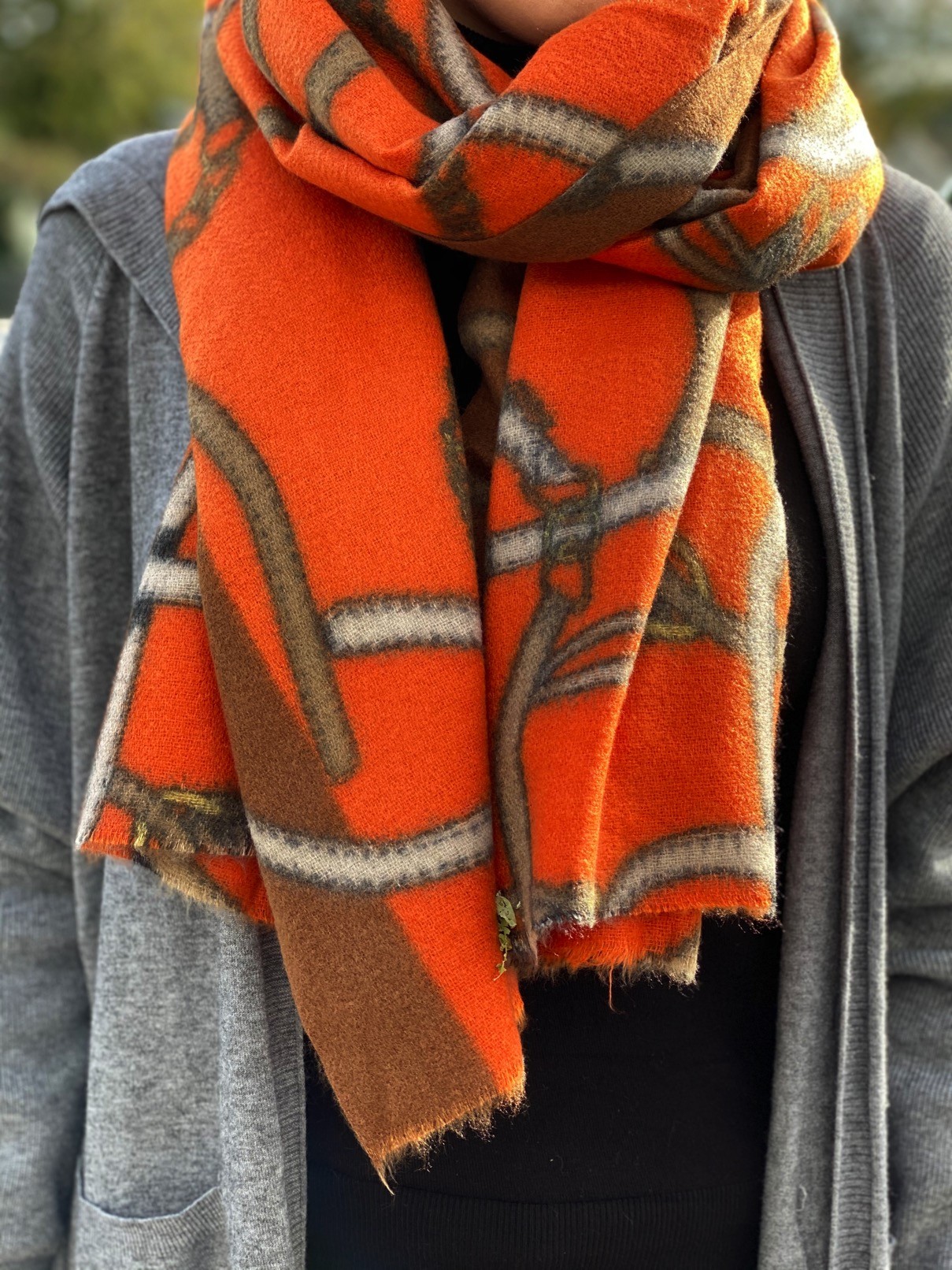 Echarpe épaisse douce impr harnais bord uni