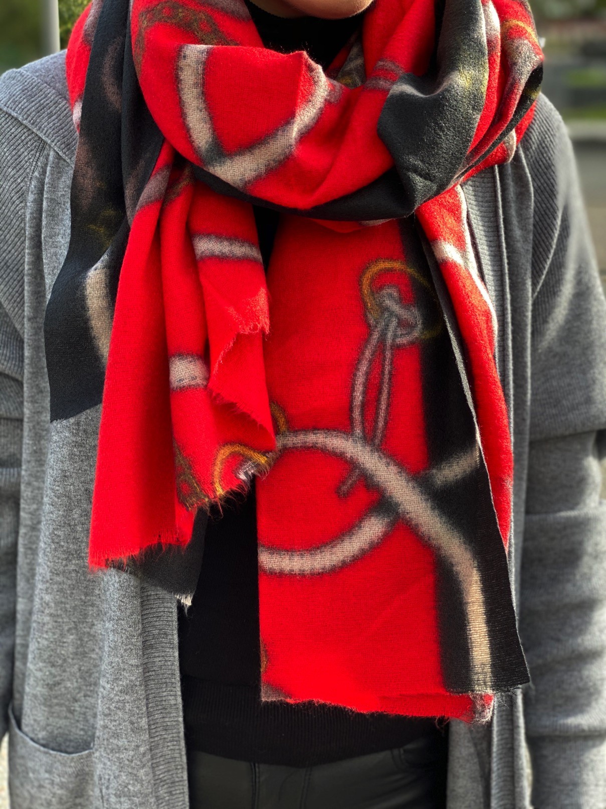 Echarpe épaisse douce impr harnais bord uni