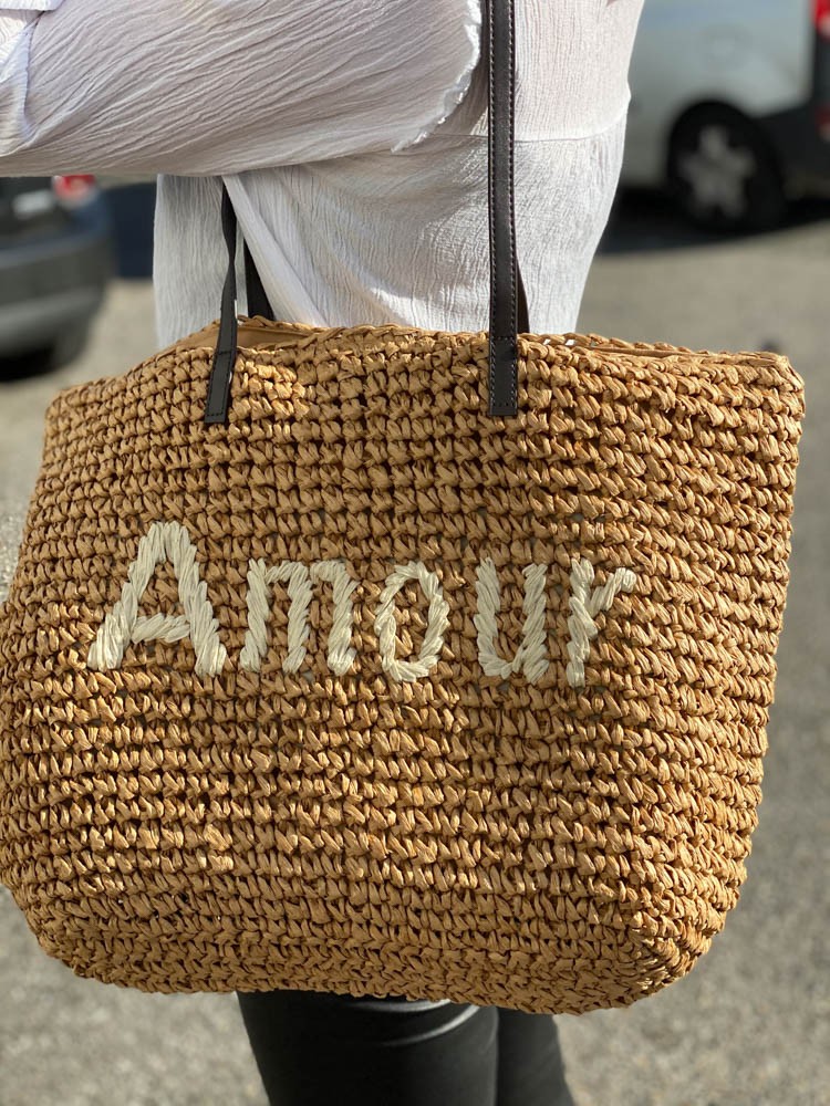 Sac porté épaule paille Amour