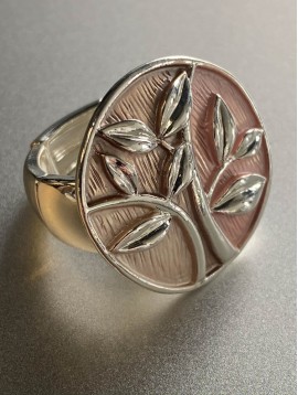 Bague éla - Arbre métal sur fond peinture nacrée