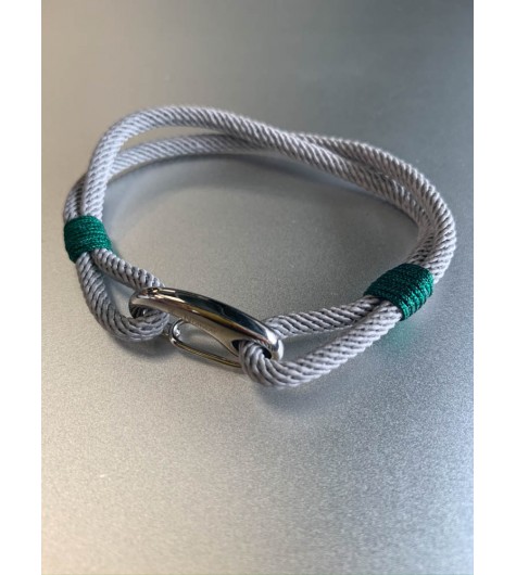 Bracelet Acier - Esprit marin avec cordon et mousqueton