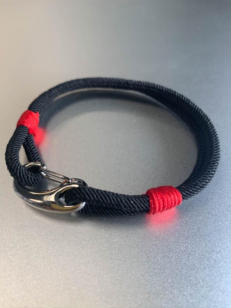 Bracelet Acier - Esprit marin avec cordon et mousqueton