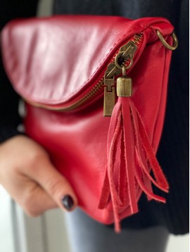 Sac cuir porté travers/pochette petit zip bord rabat