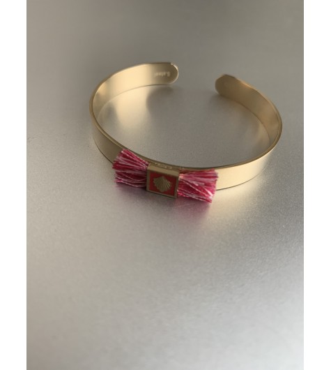 Bracelet Acier - Jonc feuille avec franges fils