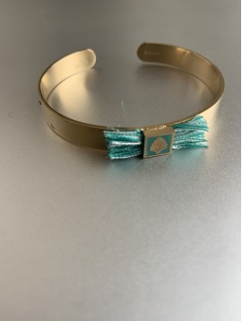 Bracelet Acier - Jonc feuille avec franges fils