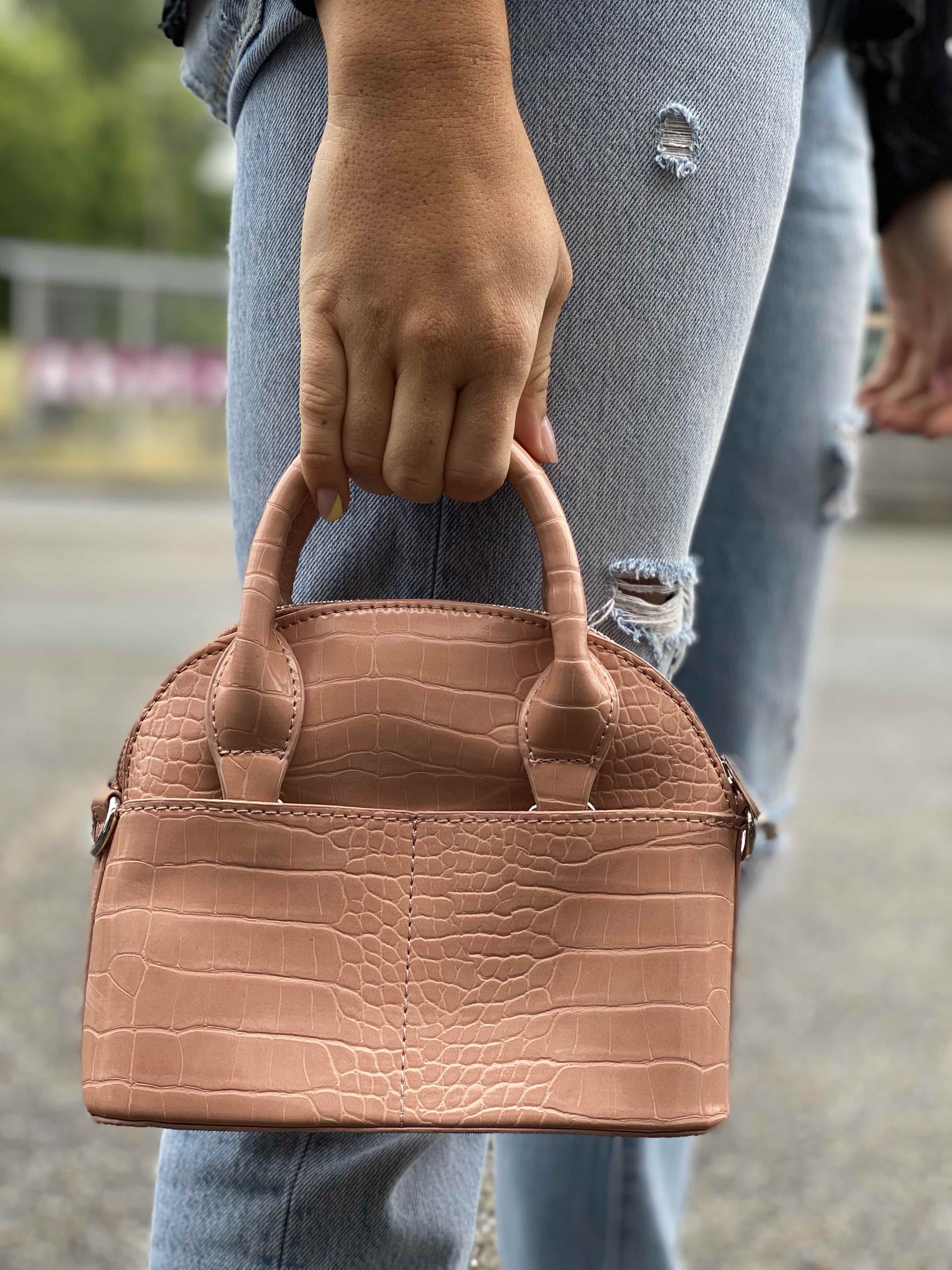 Sac porté main forme trapèze avec foulard à la anse