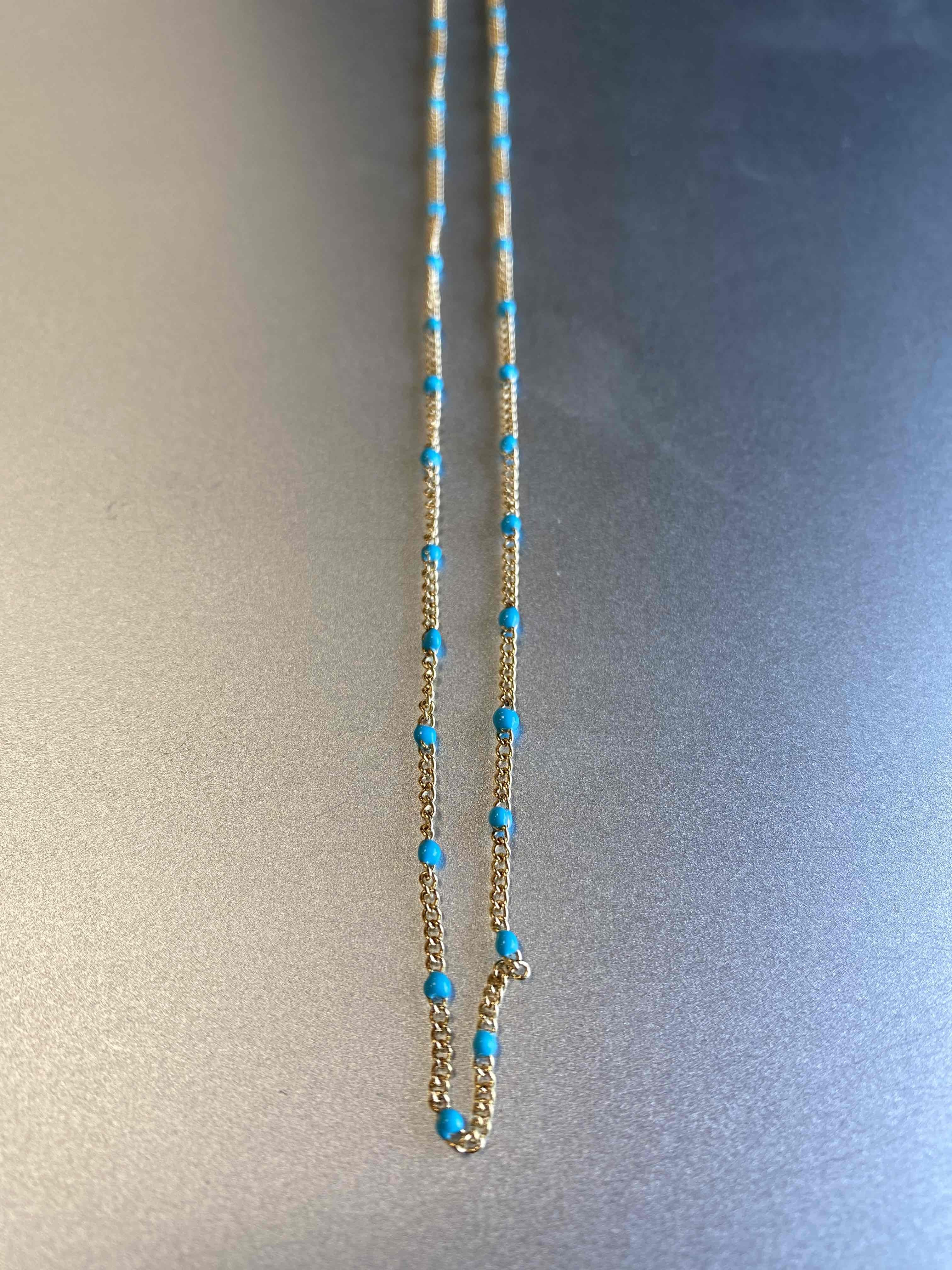 Collier Acier - Mini perles sur chaine à petits maillons