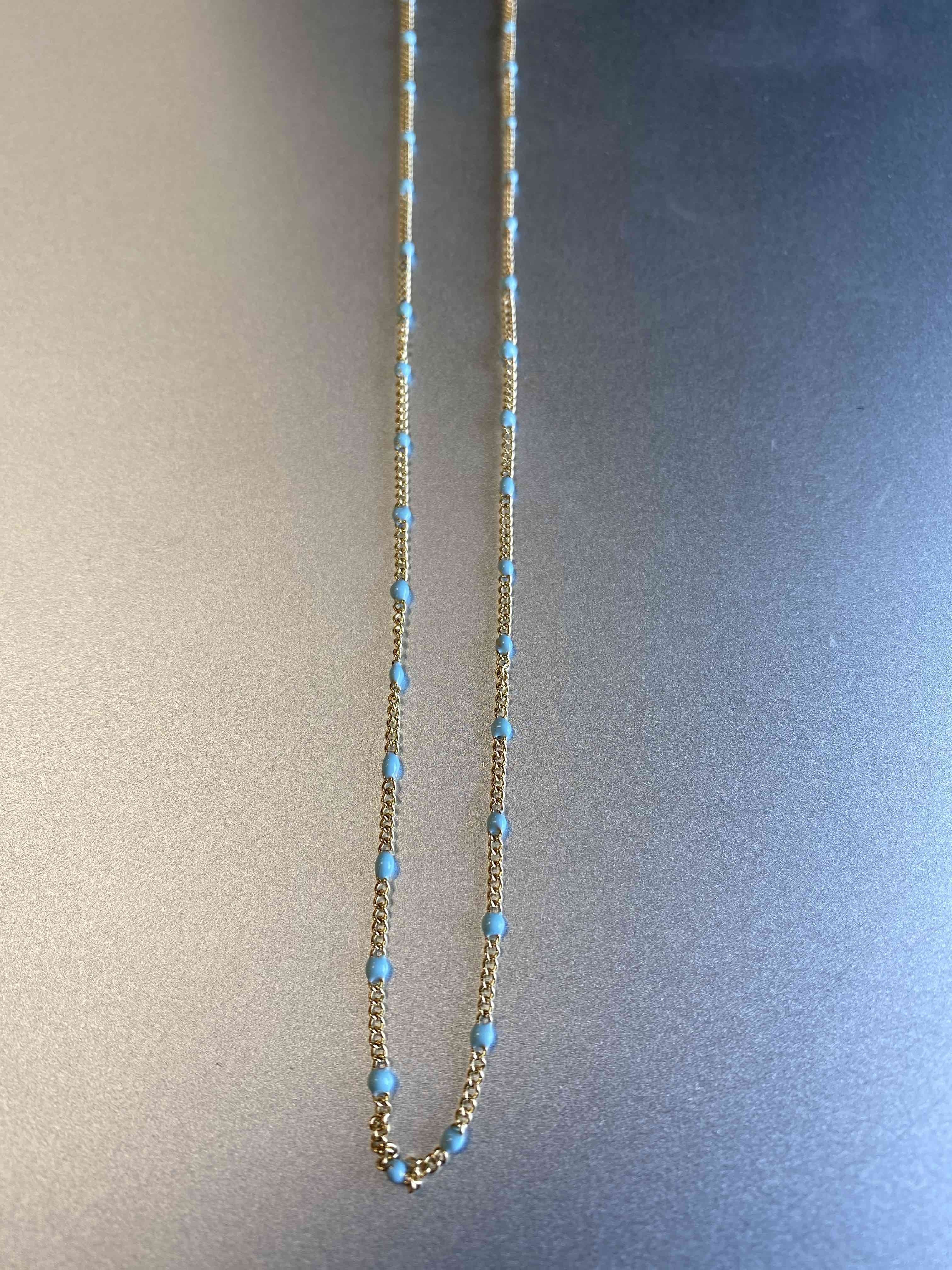 Collier Acier - Mini perles sur chaine à petits maillons