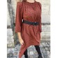 Robe imprimée longue avec manches et élastique au col