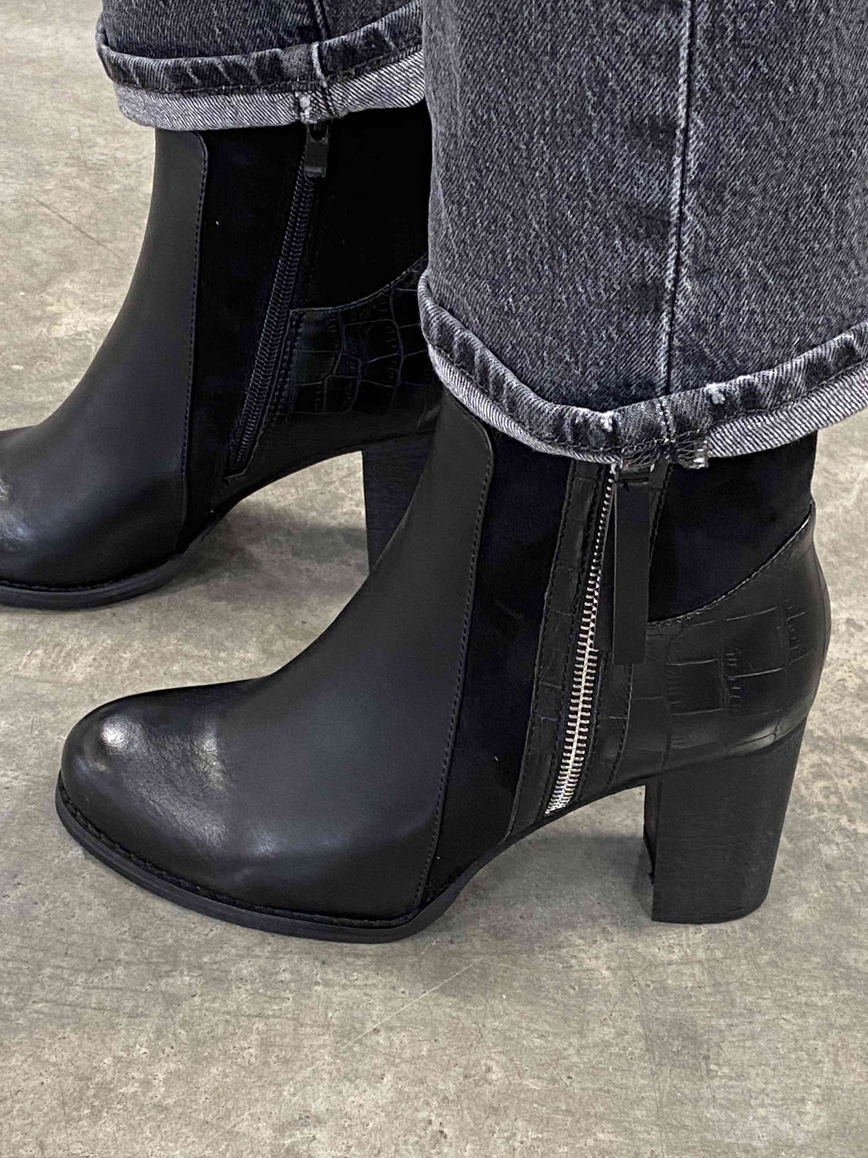 Bottines avec derrière façon croco 