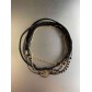 Bracelet - Multirangs Rosace métal facettes  sur chaine et ruban