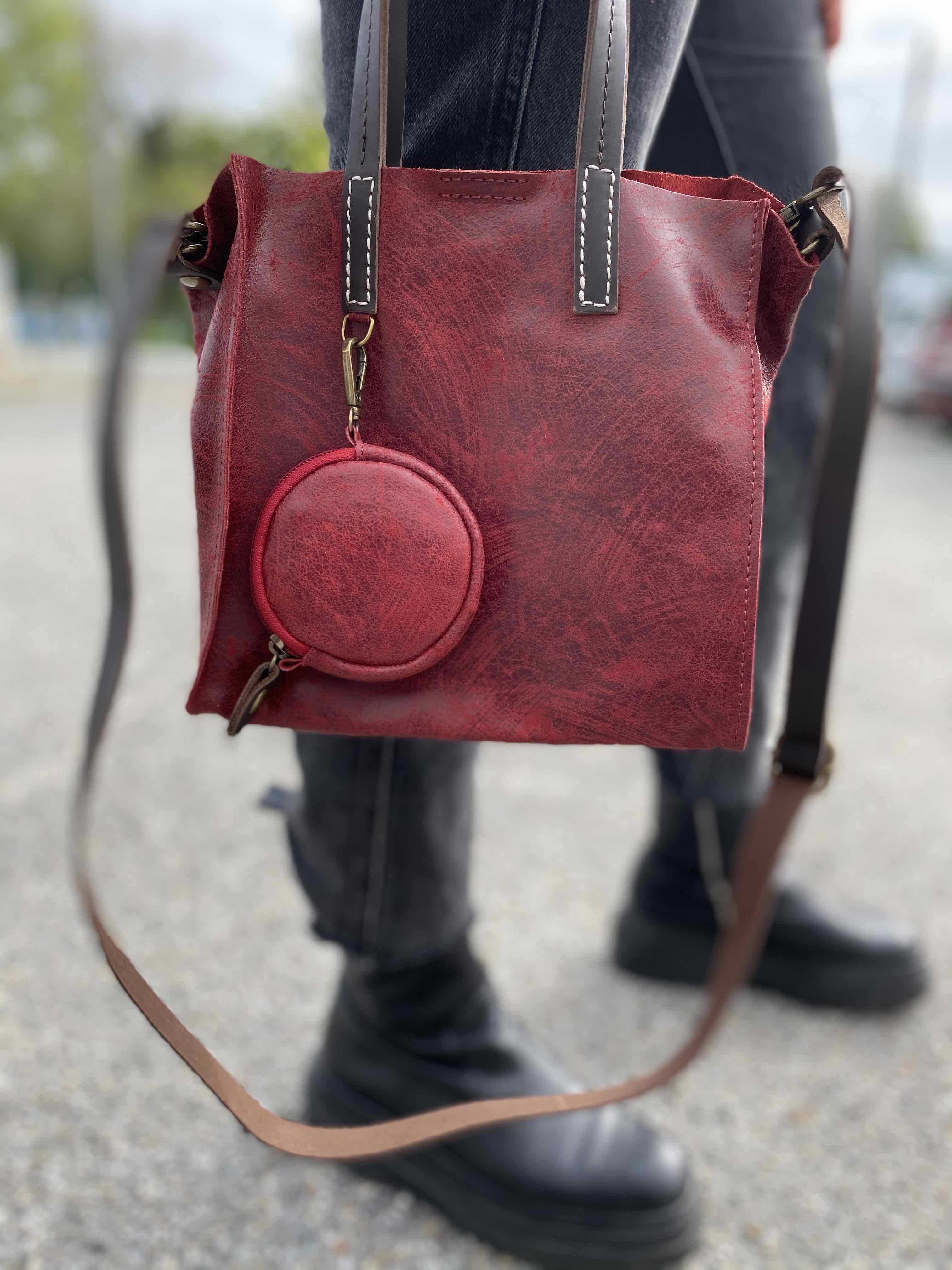 Sac cuir porté main petit modèle avec PM rond