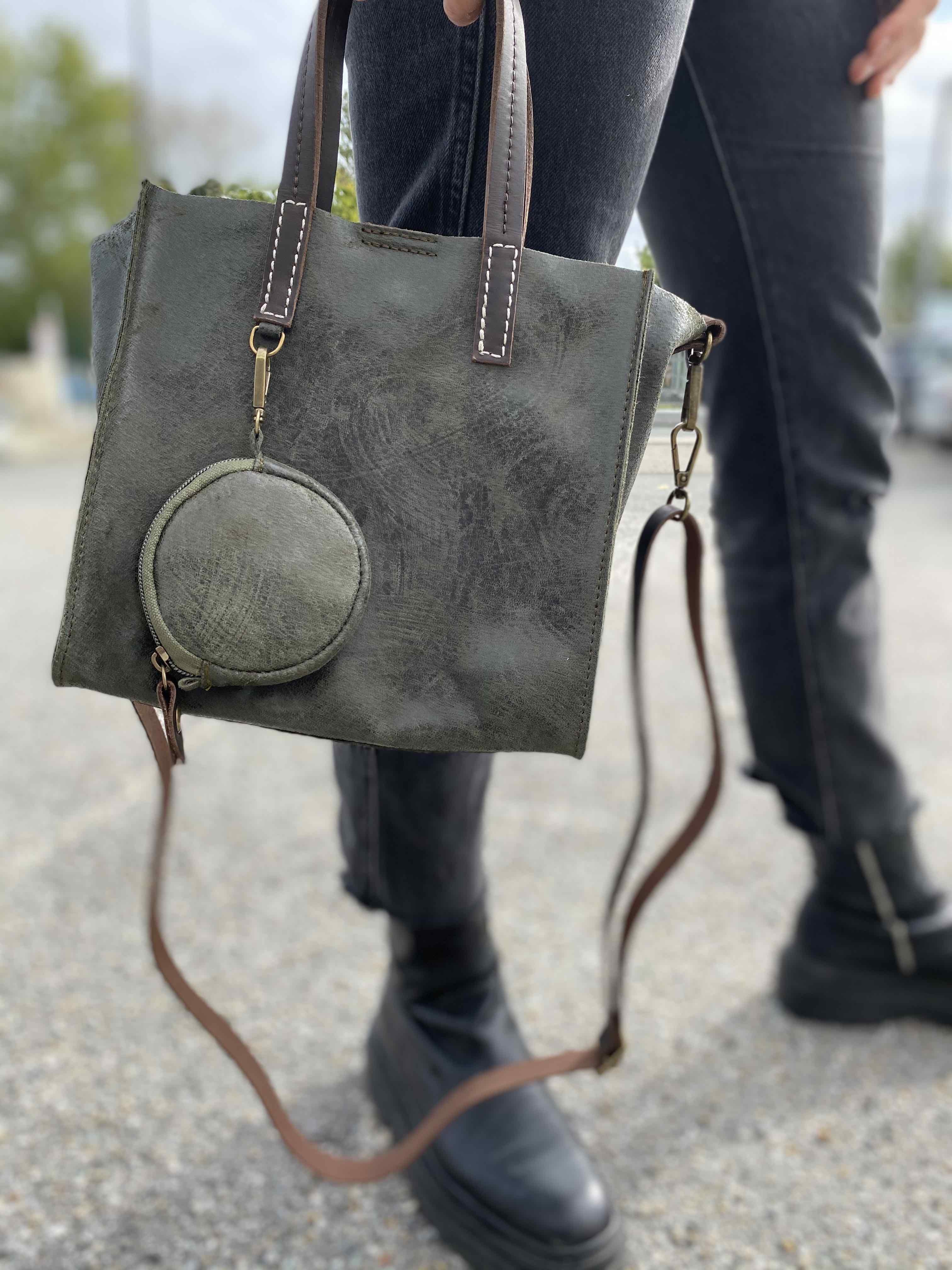 Sac cuir porté main petit modèle avec PM rond