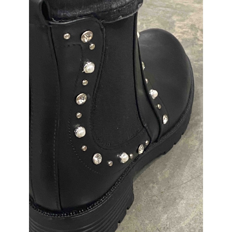 Bottines Avec Elastique Perles Et Strass